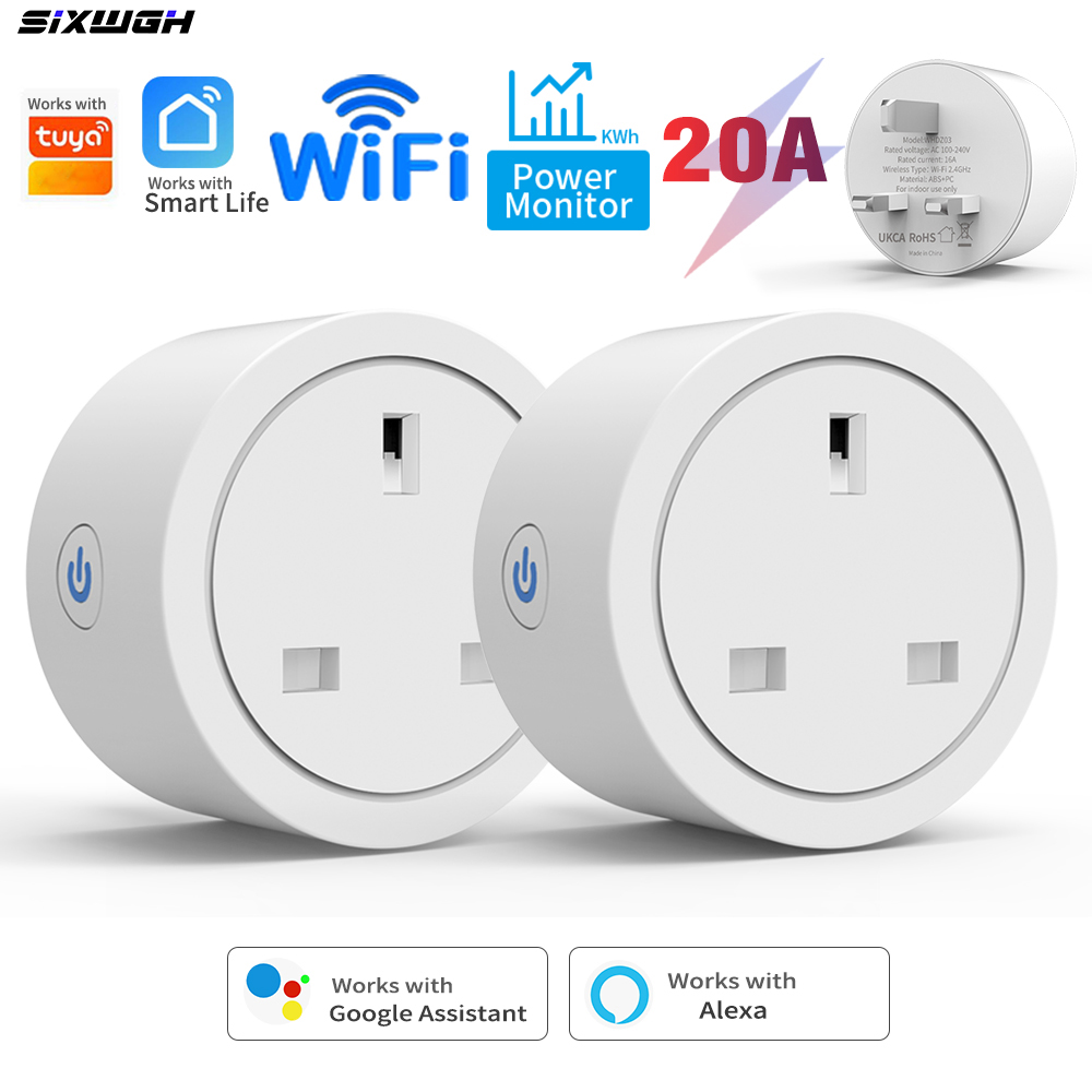 Home Cinema Alexa - 20A Tuya WiFi Smart UK-stekker met