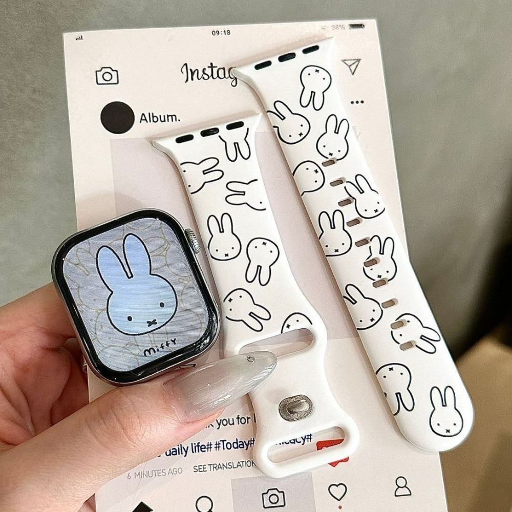 Home Cinema Apple - Schattig Miffy Konijn Cartoon Horlogebandje Compatibel