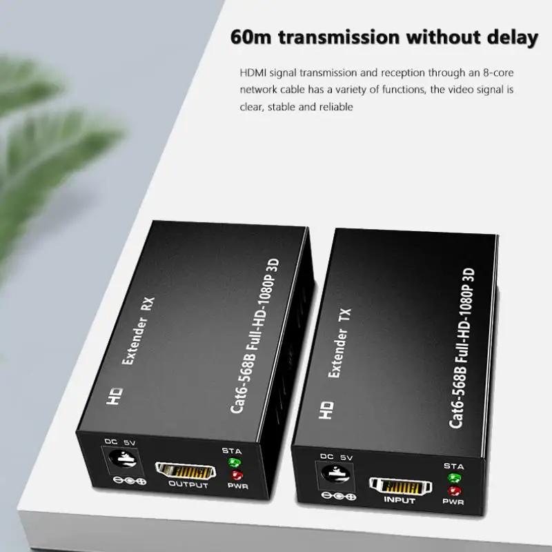 Home Cinema Apple - 60M Extender RJ45 HDMI-compatibele extender 1080P