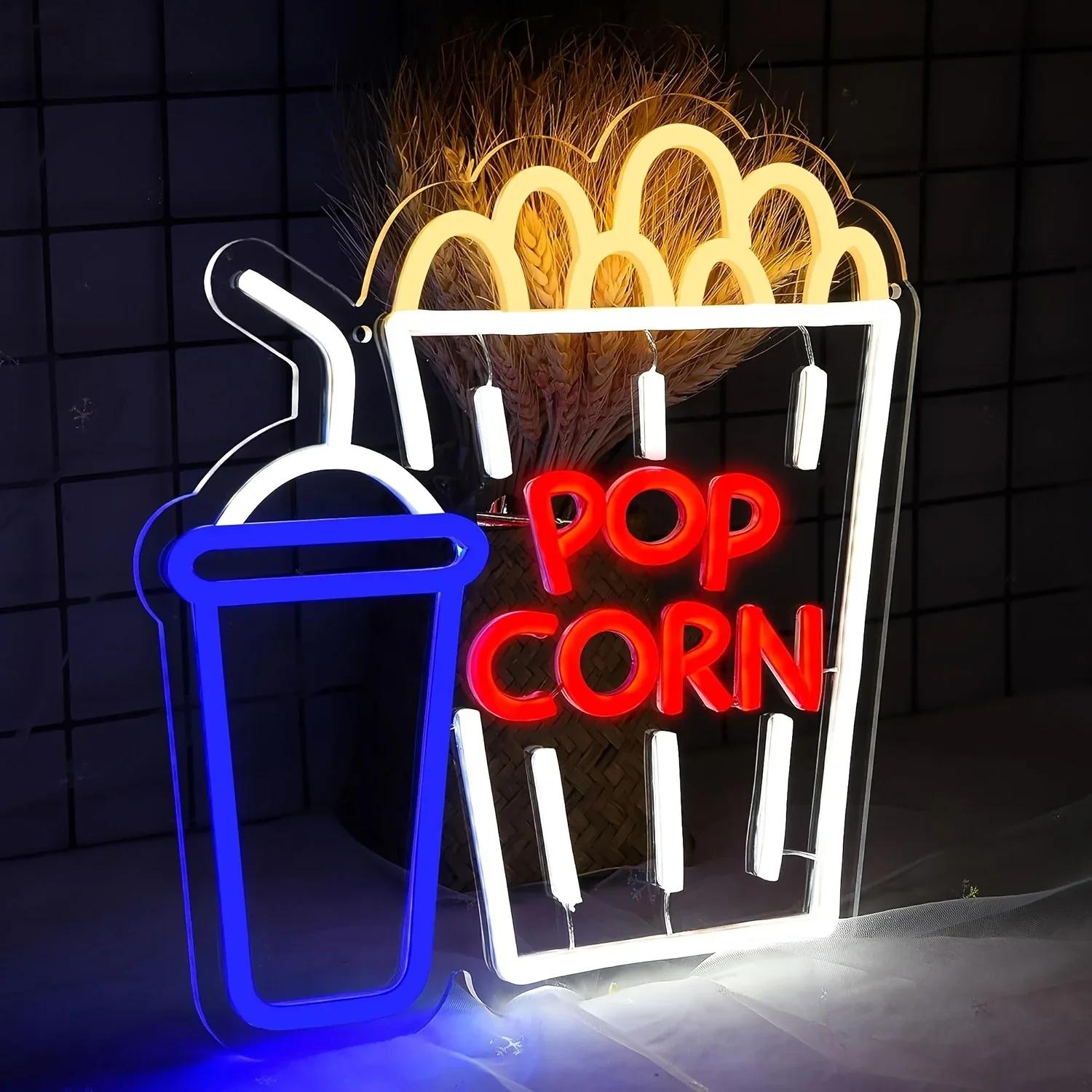 Home Cinema Wall Lights - Popcorn Frisdrank Neonbord Dimbaar USB LED