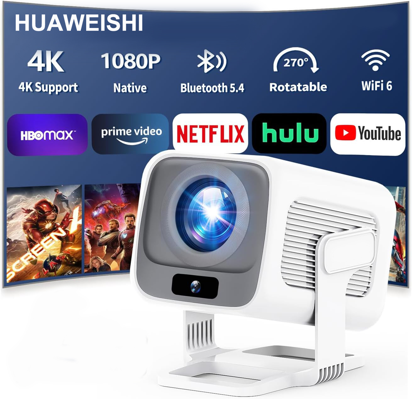 Home Cinema Entertainment - HUAWEISHI 4K Projector Android Native Draagbare