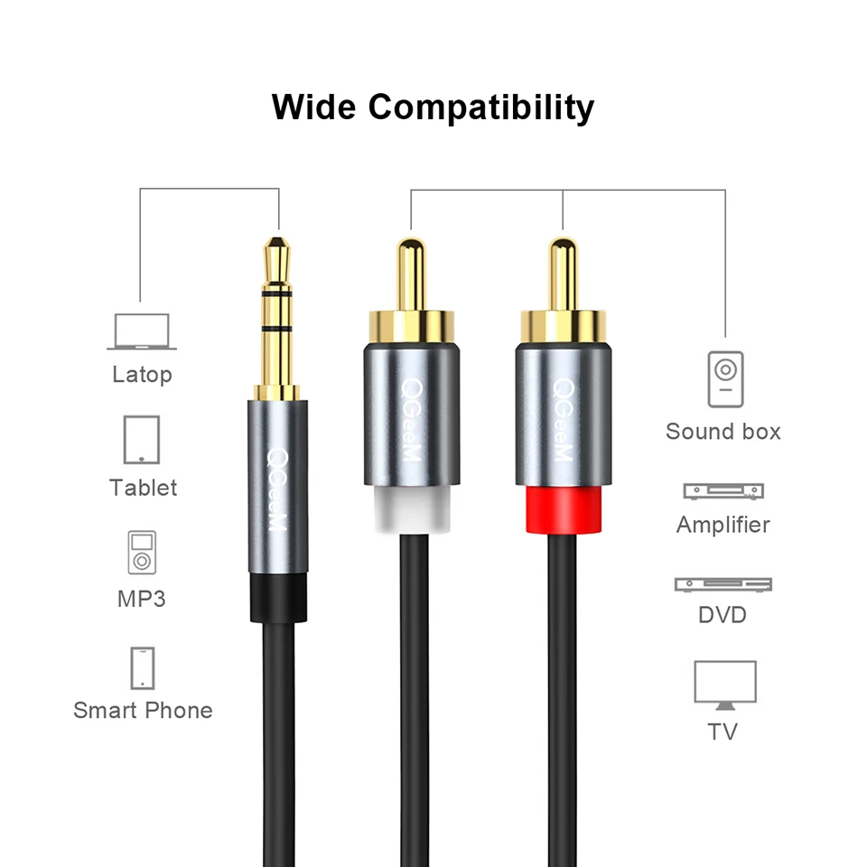 QGeeM RCA-kabel 2RCA naar 3.5  - Home Cinema Pc recensie en prijs