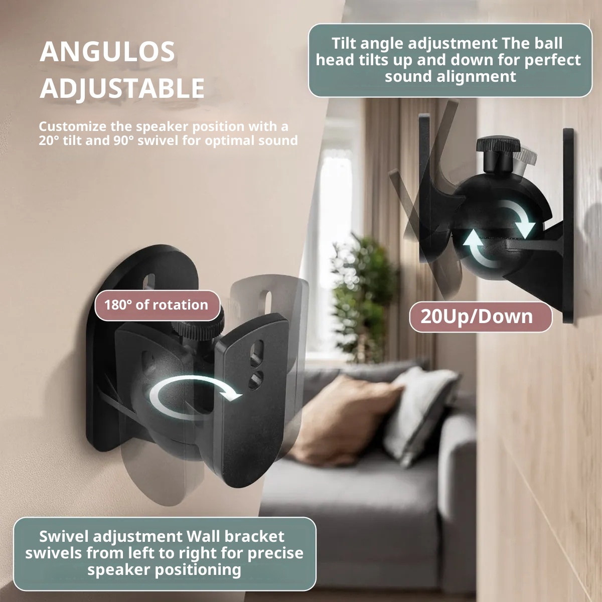 2 stuks verstelbare wandmontag - Home Cinema Logitech Z906 recensie en prijs