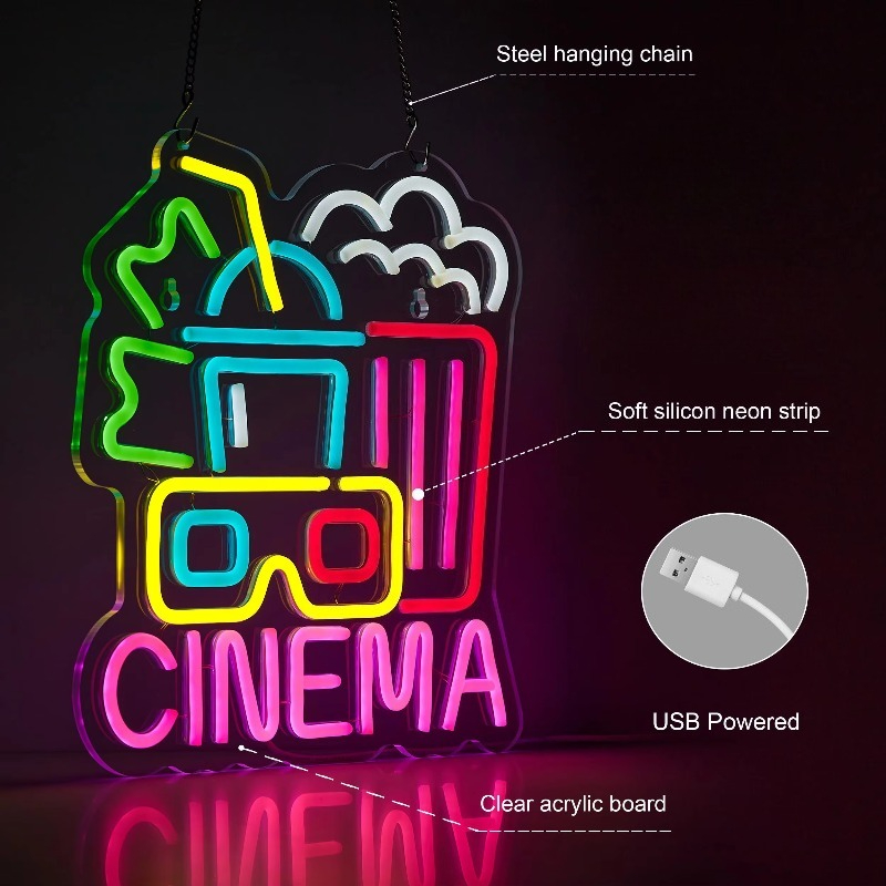 Cinema Neon Sign, Film Tijd Na - Home Cinema Wall Lights recensie en prijs