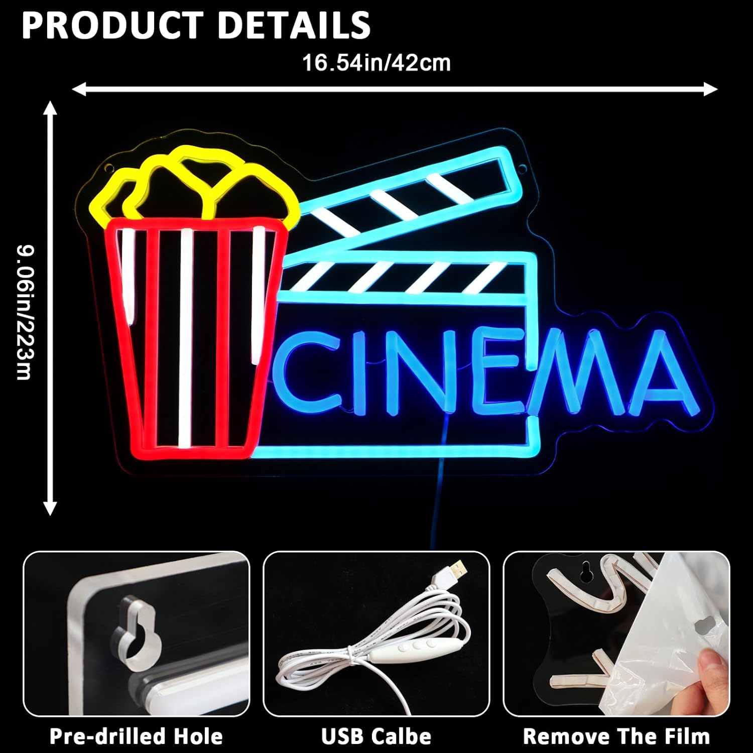 Bioscoop Neon Licht Kunst Wand - Home Cinema Wall Lights recensie en prijs