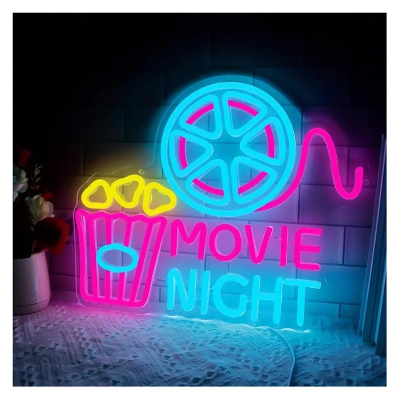 Movie Night Neon Sign Popcorn  - Home Cinema Wall Lights recensie en prijs