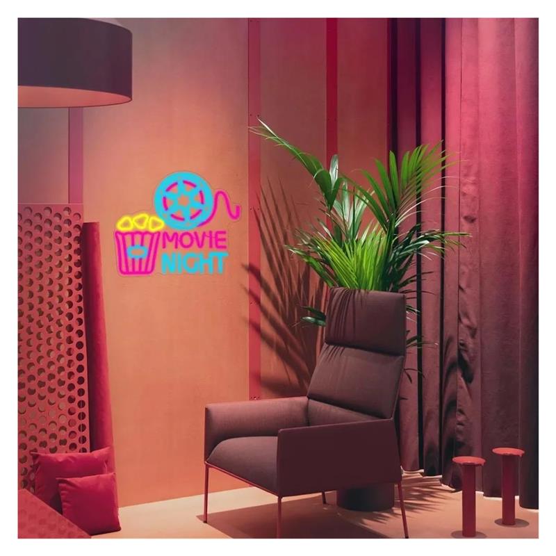Movie Night Neon Sign Popcorn  - Home Cinema Wall Lights recensie en prijs