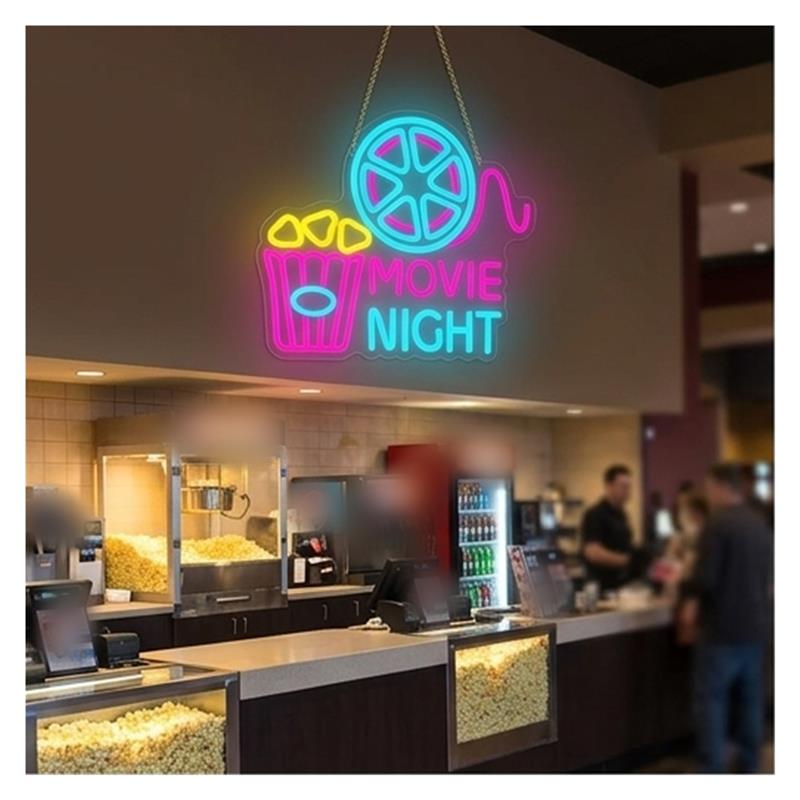 Movie Night Neon Sign Popcorn  - Home Cinema Wall Lights recensie en prijs